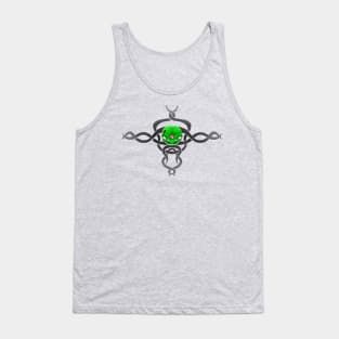 Tribal Twin-Skulls - Green Tank Top